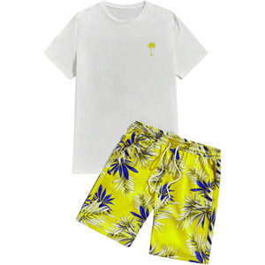 Casual Wear Men <b>Twin</b> <b>Sets</b> for Adults Hot Sale Product New Arrival Men Summer Short Sleeve T Shirts and Shorts Cotton Contrast - Product Image 2