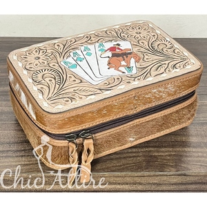 Estuche de Viaje Portátil de Cuero Vacuno Hecho a Mano para Joyería, Organizador de Joyas con Cremallera para Anillos, Aretes y Collares - Product Image 1