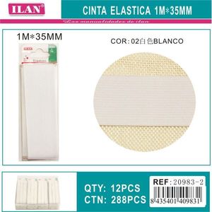 Fascia elastica ILAN 1Mx35mm bianca per artigianato e forniture da cucito - Product Image 3