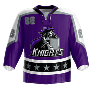 Maillot de hockey sur glace en twill personnalisé 100 % polyester, uniforme d'équipe par sublimation, logo, nom et numéro brodés, vente en gros OEM - Product Image 4