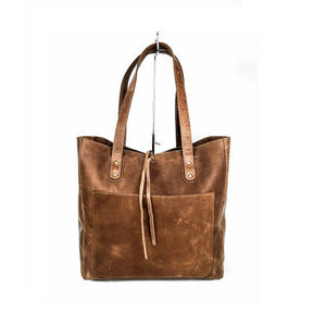 Sac fourre-tout en cuir véritable fait main, grande capacité, taille standard, couleur unie, avec fermeture éclair, multifonctionnel, à porter à l'épaule - Product Image 1