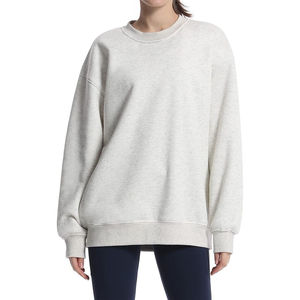Sudadera Oversize de Cuello Redondo para Mujer, Color Liso, Hombros Caídos, Manga Larga, Tejido de Algodón, Top Casual para Otoño - Product Image 5