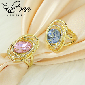 New Italian Fashion 14K Gold Plated <b>Chunky</b> Wedding <b>Rings</b> Color StoneVintage Minimalist Elegant <b>ring</b> - Product Image 3