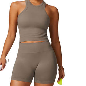 ชุดออกกำลังกายฟิตเนสในยิมสำหรับผู้หญิงยกก้นชุดออกกำลังกายสีทึบสำหรับฤดูร้อน - Product Image 3