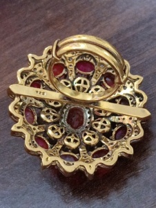 Amaira Jewels Classic Flower Shape <b>Cocktail</b> <b>Ring</b> Red Doublet Diamond Pave Setting <b>Gold</b> Plated Women Wedding Jewelry Adjustable - Product Image 5