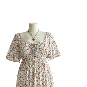 Vestido largo informal con cuello cuadrado y estampado floral para mujer, uso diario - Product Image 4