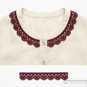 Dentelle Guipure GPO Rouge Vin 10mm, Vente Directe Usine, Emballage de 20 Mètres pour Vêtements Ethniques, Encolures, Sacs Potli, Artisanat de Couture Personnalisé - Product Image 4