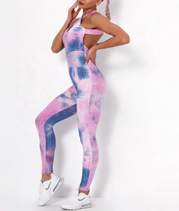Combinaison de yoga sans couture tie-dye de haute qualité pour femmes, vêtements de sport pour femmes, leggings de compression, leggings de fitness, leggings à effet push-up, vêtements de sport actifs - Product Image 5
