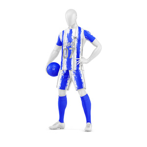 Ensemble de maillots et shorts de football personnalisés pour hommes, 100% polyester, extensible dans quatre directions, séchage rapide, imprimé par transfert thermique, uniformes de football - Product Image 4