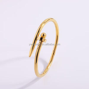 Classic18K镀金不锈钢时尚手链高端简约设计师指甲手镯时尚奢华 - Product Image 6