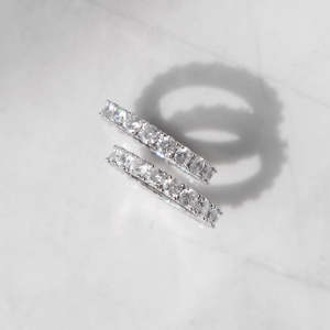 Classic Round Cut Eternity <b>Ring</b> | 925 Sterling <b>Silver</b> Wedding Band | Full Eternity <b>Stack</b> able <b>Ring</b> for Men - Product Image 2