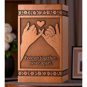 Hand Carved Wooden Cremation Urn: Heart & Hands Memorial Keepsake Memorial Keepsake by AYAANS - Product Image 1