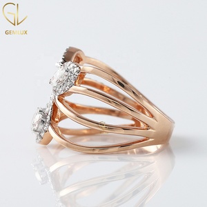 Round & Marquise Cut Moissanite Diamond <b>Ring</b>, <b>925</b> <b>Silver</b> Halo Engagement <b>Ring</b>, Criss Cross Two Tone Wedding <b>Ring</b> for Women - Product Image 6