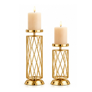 New Custom Design Gold <b>Brass</b> <b>Candlestick</b> Holder with Double Sphere Design for Home Decoration - Product Image 2