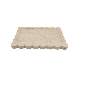 Multi-functional Marble Art Deco <b>Square</b> Tray Display Platter Floral <b>Edge</b> Retractable Jewelry Home Decor Dresser Countertop - Product Image 1