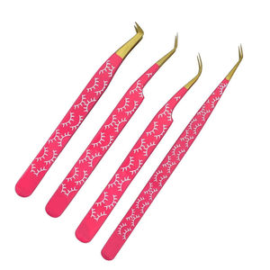 Pinzas para Pestañas DANTRIC IMPLANTS DH-637 Rosadas con Patrón Blanco, Punta Suave de Acero Inoxidable de Precisión para Extensión de Pestañas - Product Image 5