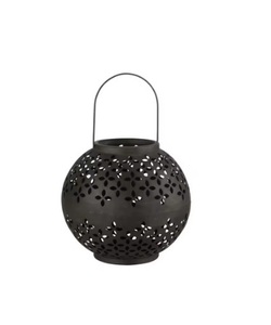 Lanterne en métal artisanale moderne en fer avec revêtement en poudre noir mat, décoration d'intérieur pour Noël - Product Image 1