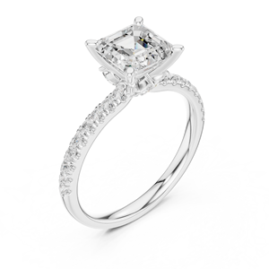 แหวนทองคำขาว 14k แบบคลาสสิค ประดับเพชรทรง Asscher  4 ขา  ได้รับการรับรองจาก GRA  เพชรเพาะเลี้ยงในห้องปฏิบัติการ สำหรับผู้หญิง-แหวนหมั้น-แหวนแต่งงาน - Product Image 4