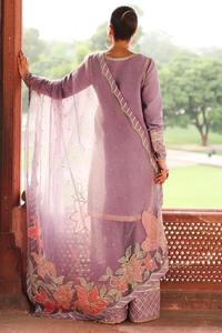 ชุดสัลวาร์ คามีซสีม่วงผ้าฝ้าย พร้อมผ้าคลุมไหล่ปักลาย ทรงหลวม ความยาวระดับข้อเท้า สไตล์อินเดีย-ปากีสถาน สำหรับผู้หญิง สวมใส่สบายๆ - Product Image 6