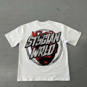 เสื้อยืดแขนสั้นผู้ชายคุณภาพสูงแบบ OEM สั่งทำพิเศษ ผ้าฝ้าย 100% พิมพ์ลาย DTF แบรนด์ดัง ลายวินเทจ สีขาว - Product Image 6