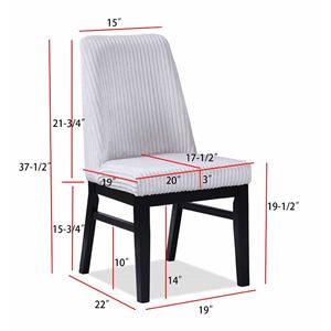 2 chaises de salle à manger contemporaines à dossier haut, rembourrées en tissu texturé blanc, avec assise rembourrée en bois pour l'ameublement de la maison - Product Image 5