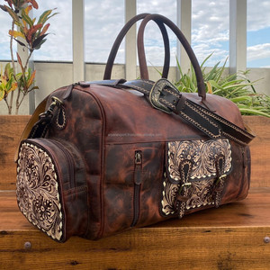 OEM Sac de voyage personnalisé de grande capacité Sacs polochons à bandoulière portables multifonctions Sac polochon en cuir de vache véritable de haute qualité - Product Image 2