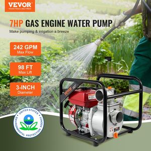 Pompa per rifiuti a benzina da 7HP 242GPM con motore a 4 tempi e tubo di uscita da 25ft/7,62m per irrigazione e attrezzature idroponiche - Product Image 2