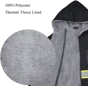 Wholesale Men's High Visibility Safety Reflective Sweatshirt <b>Wool</b> Fleece Zipper Jacket Hoodie Customizable Safety Vest with Logo - Product Image 6