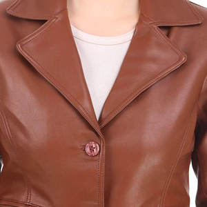 Wholesale High Quality Customized Women's Sheep Skin <b>Leather</b> Quilted <b>Winter</b> <b>Jackets</b> with Zipper Closure - Product Image 5