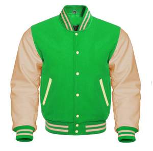 Chaqueta Varsity de Béisbol para Hombre de Alta Calidad, Fabricada por OEM, con Bordado Personalizado, Mangas de Cuero, Chaqueta Cortavientos - Product Image 1