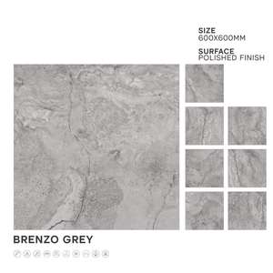 Carreaux de sol en porcelaine Dyna Griss de qualité export, polis, 60x60cm, 20mm, brillants, pour salle de bain, design 2x2, exportateur, carreaux émaillés haute brillance - Product Image 1