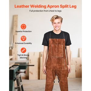 Pantaloni da Saldatura in Pelle Bovina Resistente, Resistenti alle Fiamme e al Calore, Grembiule di Sicurezza a Gamba Divisa per Uomini e Donne, Materiale in Cotone - Product Image 2