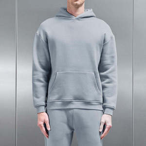 Ensemble de survêtement gris pour homme, couleur unie, manches longues, coton léger, vêtements de sport décontractés, respirant, séchage rapide, cordon de serrage - Product Image 5