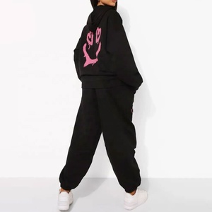 Conjunto de chándal para correr de 2 piezas para mujer sólido de invierno personalizado de alta calidad con material de LICRA/algodón - Product Image 4