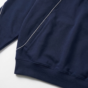 Navy Half Zip <b>Piped</b> Sweatshirt High Neck Raglan Pullover with Contrast White Piping| Premium Fleece Pullover OEM / Private Label - Product Image 4