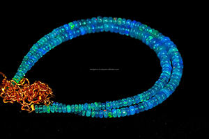 Pulsera de ópalo etíope natural, pulsera de ópalo Paraiba, cuentas de tamaño 3mm-4mm, gemas de ópalo etíope pulidas suaves - Product Image 4