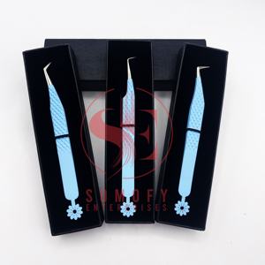 Pinzas de pestañas de acero inoxidable de 45 grados, muestra gratis, herramienta de belleza ligera para extensión de pestañas, logotipo personalizado sostenible - Product Image 4