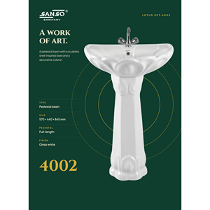 Lavabo de Pedestal de Cerámica Sanso 4002 - Venta al por Mayor Directa de Fábrica de Artículos Sanitarios Ashirwad, India - Product Image 2