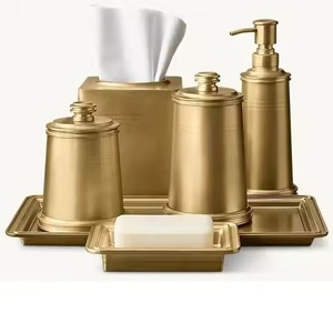 Gold Metal <b>Bathroom</b> <b>Set</b> Decorative Bath <b>Accessories</b> for Home Hotel Restaurant Resort Vanity Counter Storage Decor - Product Image 1