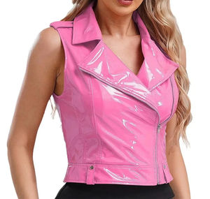 Chaleco de Motociclista para Mujer, de Cuero Genuino, Transpirable, Ecológico, con Relleno de Algodón, Ropa de Calle para Motociclismo - Product Image 3