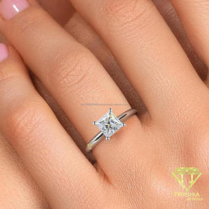Princess Cut Moissanite Engagement <b>Ring</b> VVS <b>Solitaire</b> 925 Sterling <b>Silver</b> Luxury Bridal Wedding Jewelry <b>Ring</b> For Women - Product Image 5