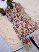 TENNECY Tasarımcı Ağır Amerikan Farshi Salwar Takım Elbise Üstü Plazzo Dupatta Set İşlemeli Süslü Latkan Parti Stili Ters Çevrilebilir Hızlı Kuruyan