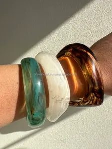 Premium Quality Handmade Women Multi-Color Resin Bangles Unique Peace Jewelry Collection <b>Pearl</b> Gift For Wedding - Product Image 2