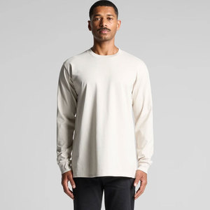 T-shirt à manches longues blanc 240 GSM, coupe ample, respirant, en coton peigné, col rond, style minimaliste - Product Image 3
