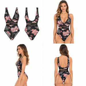 Biquíni de Uma Peça com Estampa Sexy Personalizado OEM ODM, Novo Maiô Plus Size com Decote em V e Recortes, Moda Praia em Alta para Mulheres Plus Size - Product Image 5