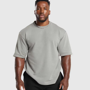 T-shirts pour hommes de style hip-hop surdimensionnés et tendance, taille plus, épaules tombantes, col rond, manches courtes, 100% coton - Product Image 4
