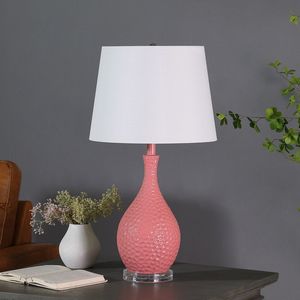 Lampada da tavolo in resina rosa Telli Pebble Mid Century da 28 pollici - Product Image 2
