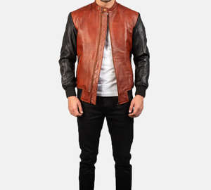 Chaqueta de Cuero Genuino para Hombre, Diseño Negro y Marrón, Cuello Alto, Botón Frontal, Tallas Grandes, Cálida para Invierno, Precio al por Mayor - Product Image 3