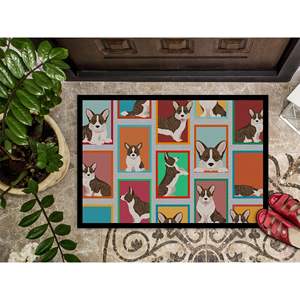 Brindle Cardigan Corgi Doormat Non-Slip Washable Low Pile <b>Indoor</b>/Outdoor Entryway Rug 24H X 36W Front <b>Door</b> <b>Mat</b> - Product Image 3