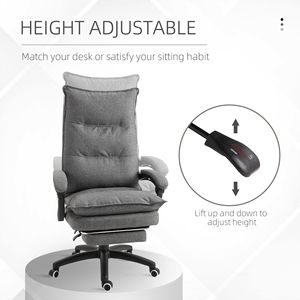 Sedia da Ufficio Direzionale con Rotazione a 360°, Reclinabile Regolabile, Poggiapiedi Retrattile, Base in Nylon, Colore Grigio, Certificata BIFMA - Product Image 4